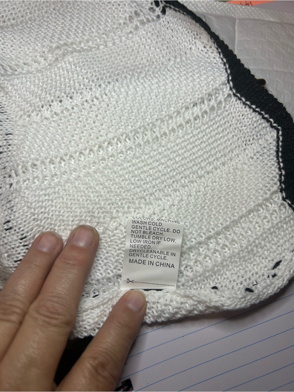 SHEIN Maxi Crochet Dress White with Black Stripes Size L - Picture 11 of 12